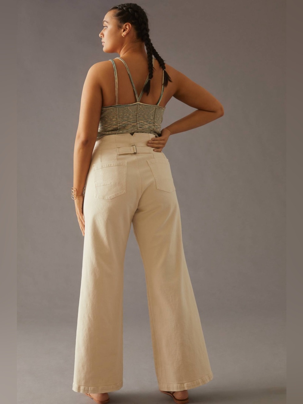 Pilcro The Kit High-Rise Wide-Leg Utility Trousers 20 cream corduroy clean girl - Picture 3 of 16